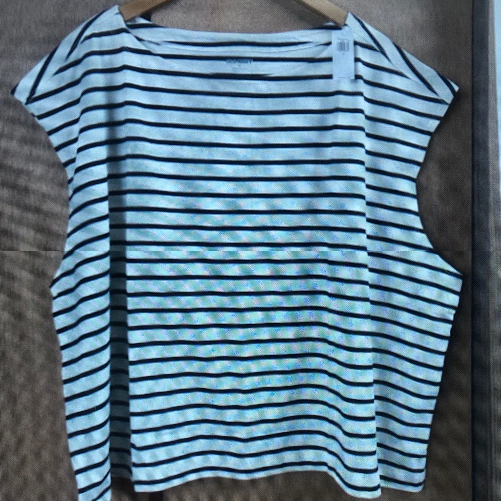 Striped Boatneck Women’s Top in White and Black